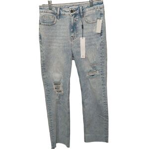 Vigoss Women's Stevie Crop Straight Jeans Light Wash~Distressed~Stretch~ Size 28